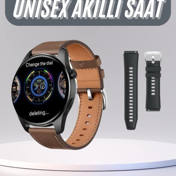 Yeni Nesil Akıllı Saat Çift Kordonlu 1.5 Inç Yuvarlak Ekran GPS ve NFC Uyumlu
