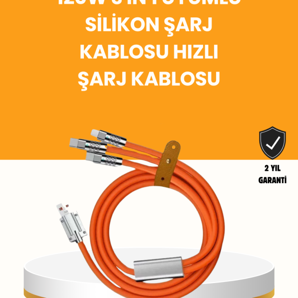 120 W Şarj ve Veri Aktarımı Kablo– 3 Başlıklı Çok Amaçlı Kablo Yüksek Hızlı