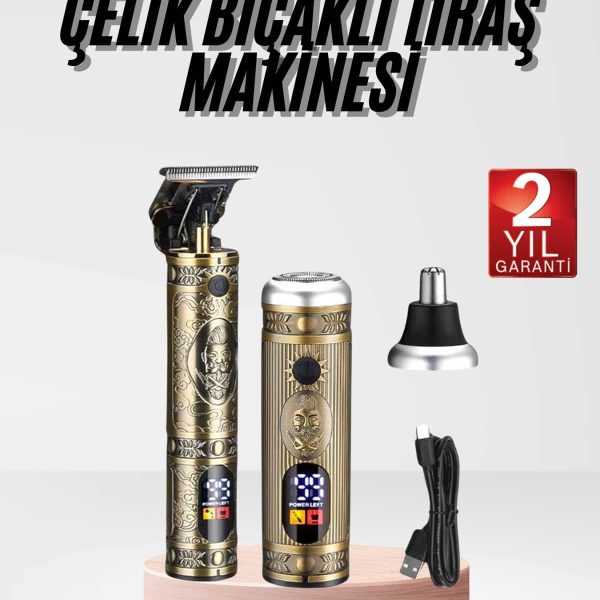 Profesyonel Saç Sakal Vücut Kulak ve Burun Tıraş Makinesi 3 Başlıklı