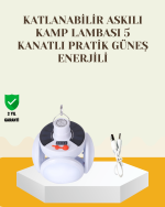 Güneş Enerjili USB Şarj Edilebilir 5 Modlu Katlanabilir LED Kamp Işığı