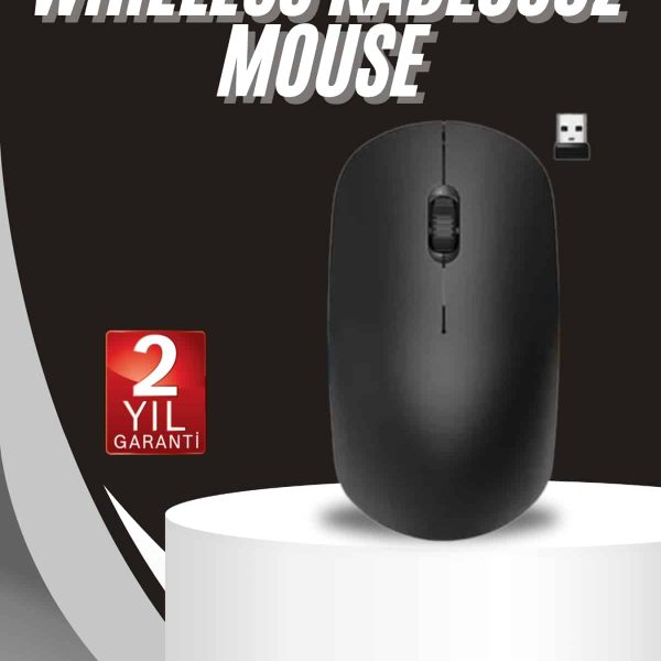 Ergonomik Tasarım Kablosuz Siyah Mouse Hassas Uzun Ömürlü
