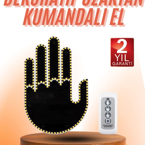Kumandalı El Led Araba İçi 4 Farklı Mod El Orta Parmak Led