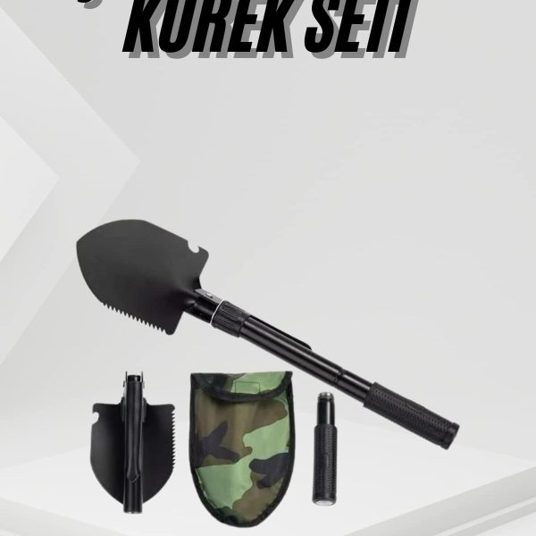 Katlanır Portatif Kazma Kürek Seti Portatif Çelik Taşıma Çantalı Pusulalı