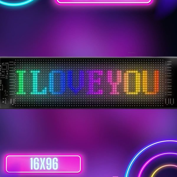 Led Matrix Bluetooth Bağlantılı Araç Camına Uygun Pixsel Görünümlü 16X96
