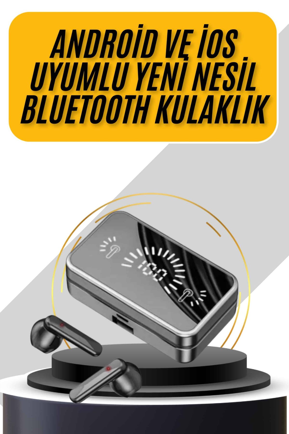 İos Android Uyumlu Bluetooth Kulaklık Kablosuz Kulaklık Yüksek Basslı - Görsel 1