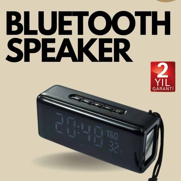 Bluetooth Hoparlör Speaker Saat Göstergeli Uzun Pil Ömrü Taşınabilir