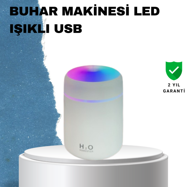 ABS Gövdeli 300ml USB Nemlendirici – Beyaz, Gri, Pembe Renk