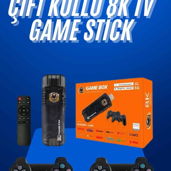Game Stick Çift Oyun Konsolu Smart TV Game Box 8k Ultra HD 64 Gb