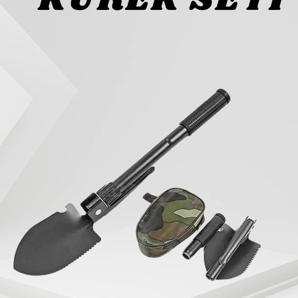 Katlanabilir Kamp Küreği Küçük Kazma Kürek Seti Pusulalı