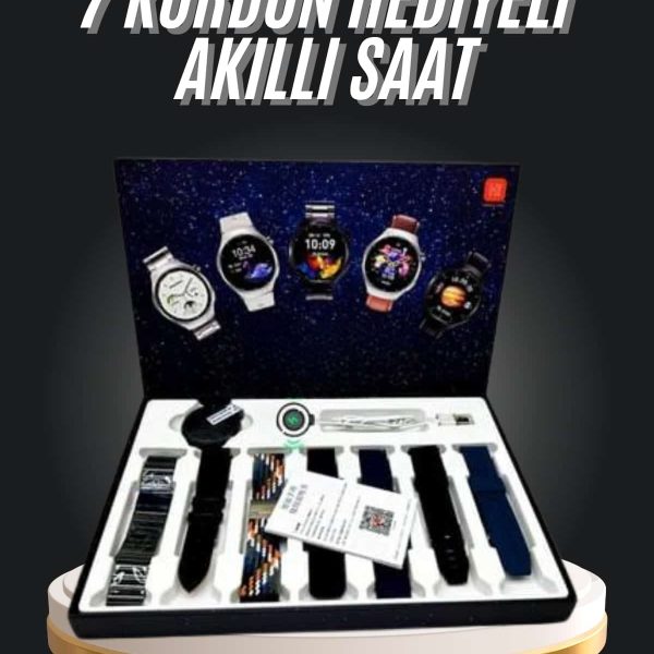 7 Kordonlu Akıllı Saat Siyah Kasa Dokunmatik Ekran Uyku ve Sağlık Takibi