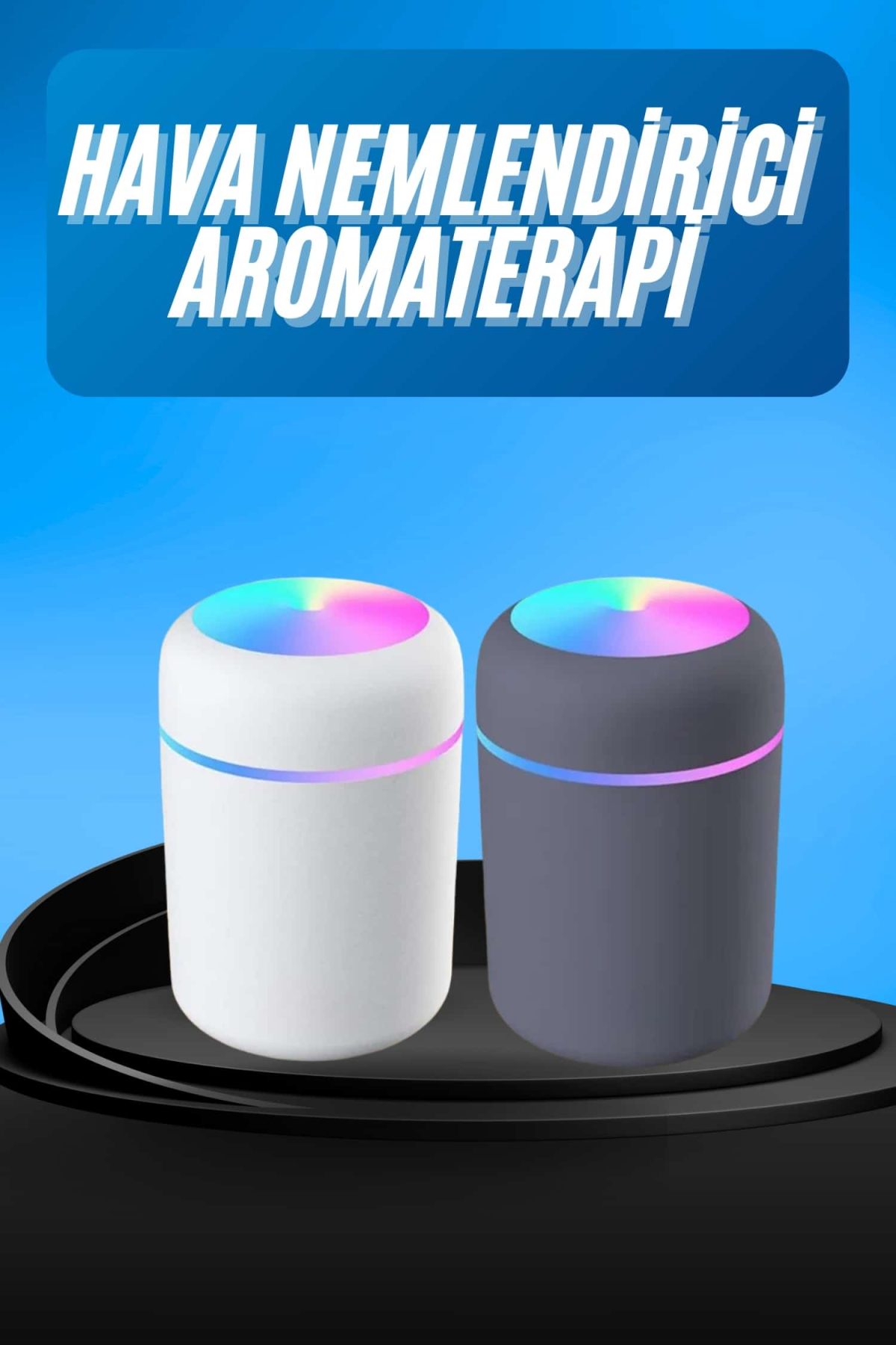 Humidifier LED Işıklı Mini Ortam Oda Kokusu Aromaterapi Buhardanlık - Görsel 1