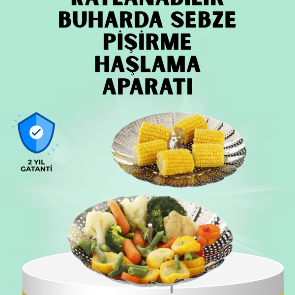 katlanabilir Paslanmaz Buharda Sebze Pişirme Sepeti