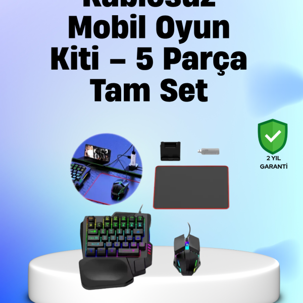Profesyonel Mobil Oyuncular İçin RGB Klavyeli 5 Parça Oyun Kiti