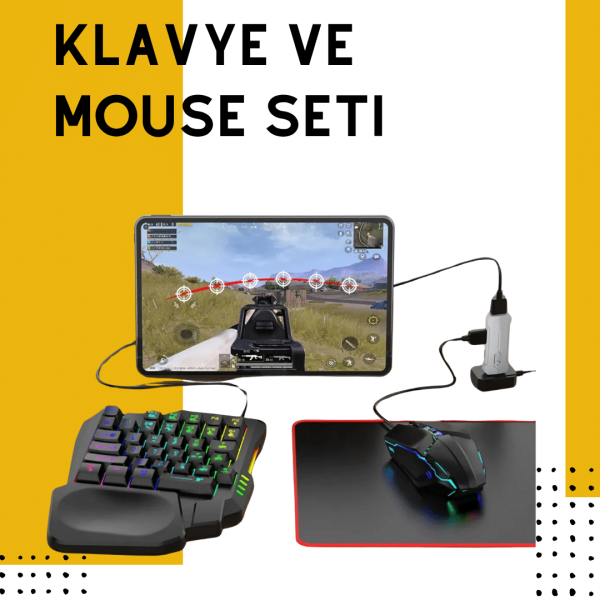 Tak-Çalıştır Mobil Oyun Ekipmanları Seti – Klavye Mouse Dahil
