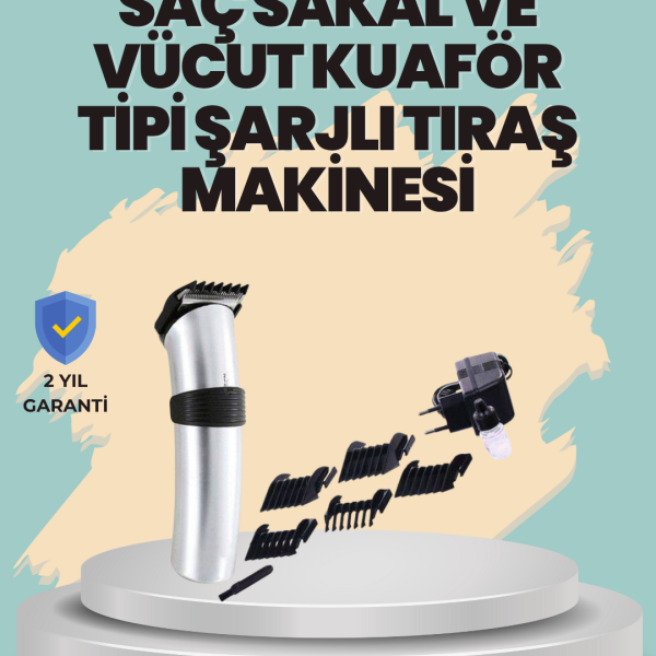 Profesyonel Erkek Tıraş Makinesi – Kablosuz, Paslanmaz Bıçaklı ve Tam Aksesuar