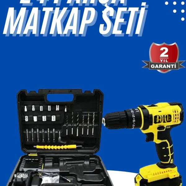 Metal Şanzıman Çift Akülü Bakır Sargı 24 Parça Led Aydınlatmalı Matkap Seti
