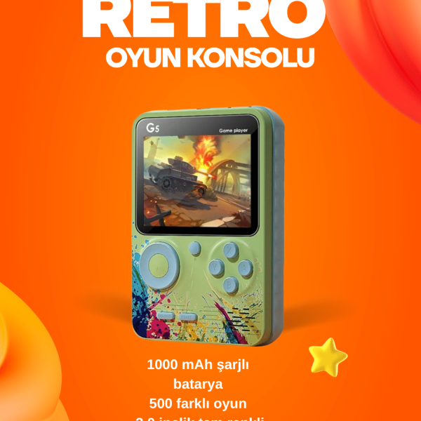 500 Oyun Hafızalı G5 Game Box – Renkli LCD Ekranlı