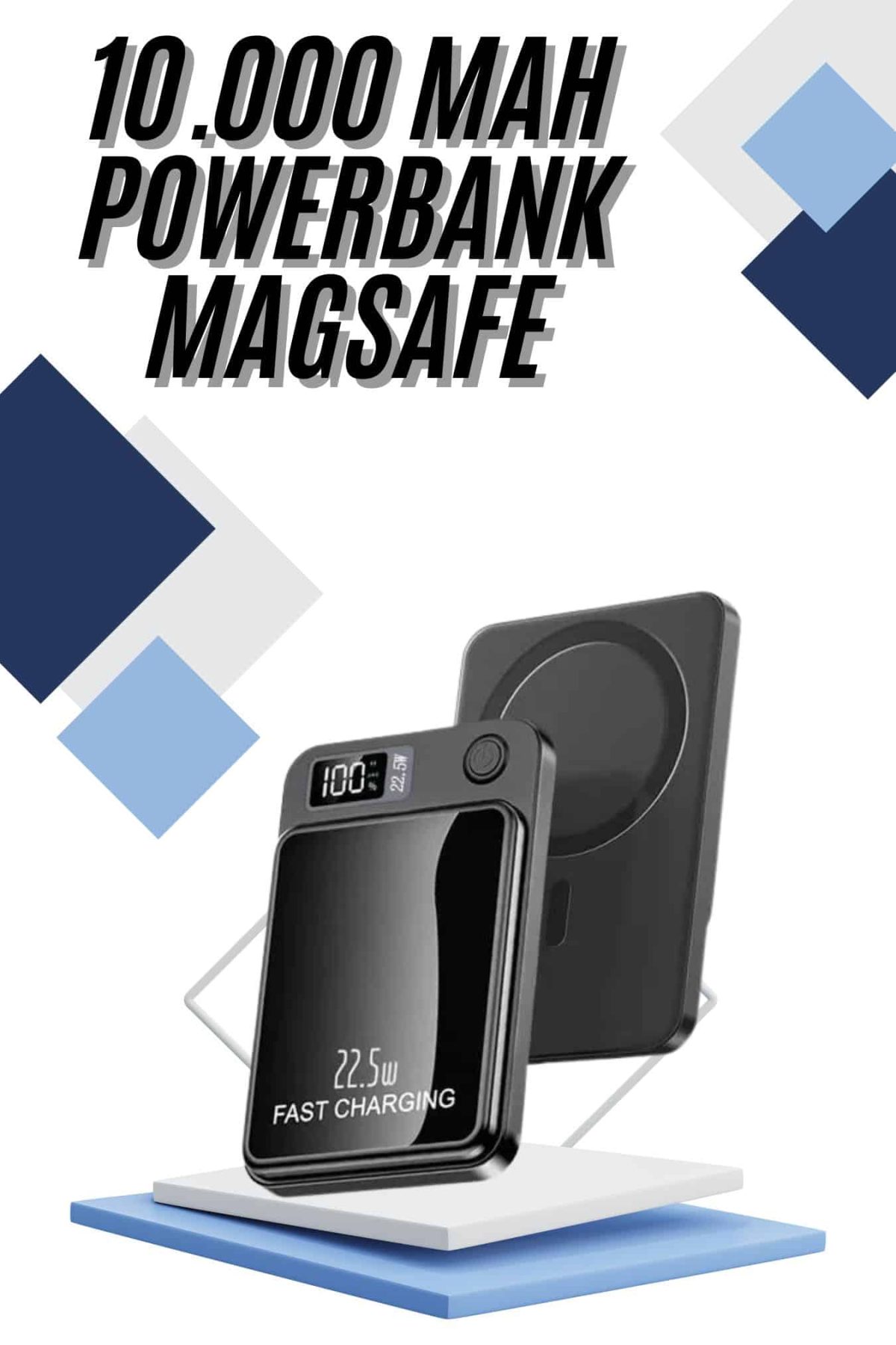 Magsafe Powerbank 10.000 mAh 22.5 Watt Hızlı Şarj Göstergeli Kablosuz Taşınabilir Şarj - Görsel 1