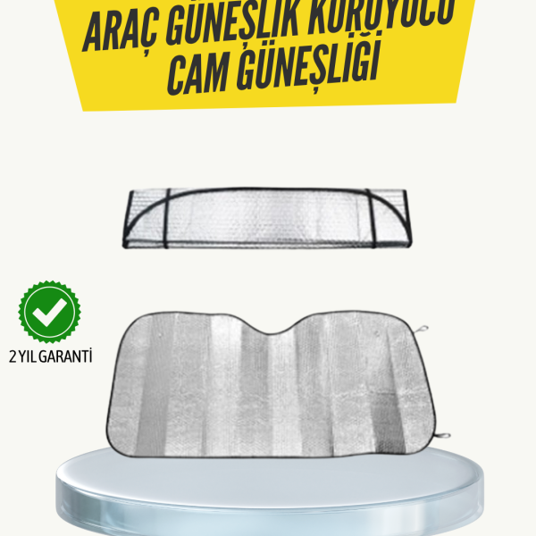 Metalize Reflektörlü Katlanabilir Araç Güneşliği – Yüksek Performanslı Isı ve UV Koruması