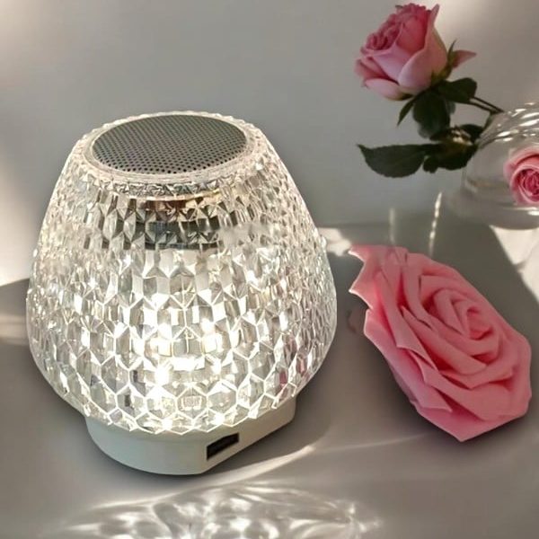 G5 Kristal Şarjlı Masa Lambası - 7 Renk Gece Lambası ve Bluetooth Hoparlör