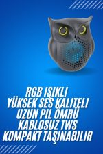 Siyah Bluetooth Hoporlör Baykuş Speaker Bluetooth 5.0 Bağlantılı - Görsel 2