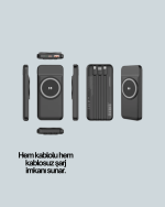 10000mAh Kablosuz ve Hızlı Şarj Destekli Powerbank – Taşınabilir Şarj Gücü - Görsel 2