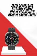 Akıllı Saat Müzik Dinleme Nabız Ölçer NFC ve GPS Uyumlu Sesli Asistan - Görsel 2