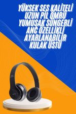 Wireless 5.0 Bluetooth Kablosuz Kulaklık ANC Özellikli Kulak Üstü Ayarlanabilir - Görsel 2