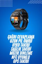 Amoled Ekran Metal Deri Silikon Kordonlu Uyku ve Sağlık Takibi - Görsel 2