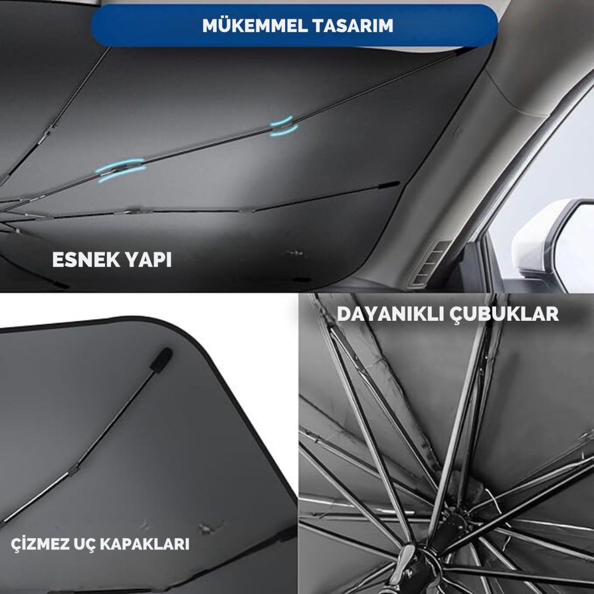 Hyundai i30, Ford Fiesta, Seat Ibiza, Renault Clio, Dacia Duster Uyumlu Oto Şemsiye - Görsel 5