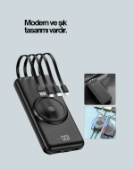 10000mAh Kablosuz ve Hızlı Şarj Destekli Powerbank – Taşınabilir Şarj Gücü - Görsel 3
