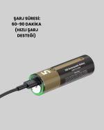 Yüksek Performanslı AA USB Şarjlı Lityum Pil | 1.5V Sabit Güç | 2’li Paket - Görsel 4