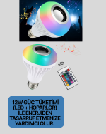 12W LED Ampul – Renkli Işık ve Dahili Hoparlör Özellikli - Görsel 4