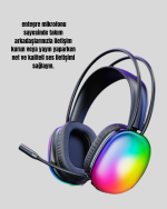 40mm Sürücülü RGB Kablosuz Kulaklık – Oyun ve Müzik için - Görsel 4