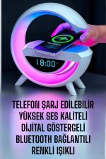 Bluetooth Hoparlör Dijital Göstergeli Wireless Şarj RGB Işıklı - Görsel 2