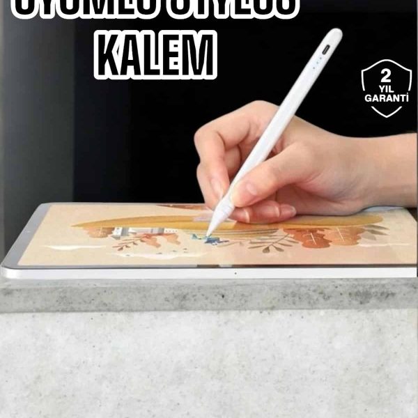 Dokunmatik Kalem Beyaz Şarjlı Yedek Uçlu Android ve İOS Uyumlu