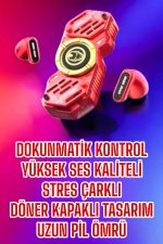 Kırmızı Kablosuz Bluetooth Kulaklık Stres Çarklı Oyuncu Kulaklığı - Görsel 4