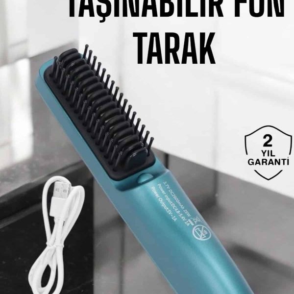 Saç Düzleştirici Fön Tarak Sıkı Dişli İyon Özelliği Şarjlı Taşınabilir