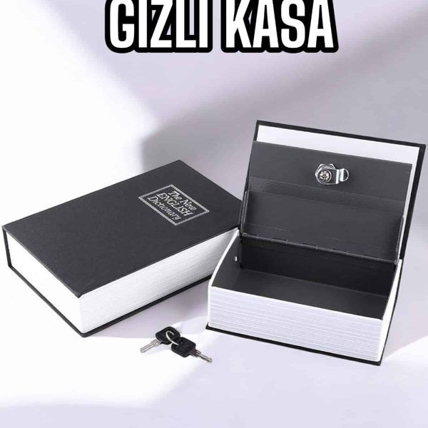 Büyük Boy Anahtarlı Kitap Görünümlü Gizli Kasa Çelik Kasa Altın Kasası