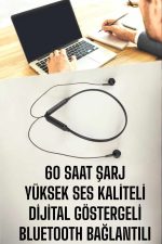 Kablolu Boyun Askılı Dijital Göstergeli Bluetooth Kulaklığı 60 Saat - Görsel 4