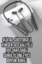 Dijital Göstergeli Kulak İçi Kablosuz Bluetooth Kulaklık Boyun Bantlı - Görsel 5