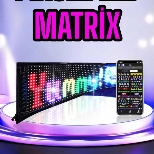 Piksel Led Matrix RGB Işıklı Led Yazılı Bluetooth Bağlantılı 16X64