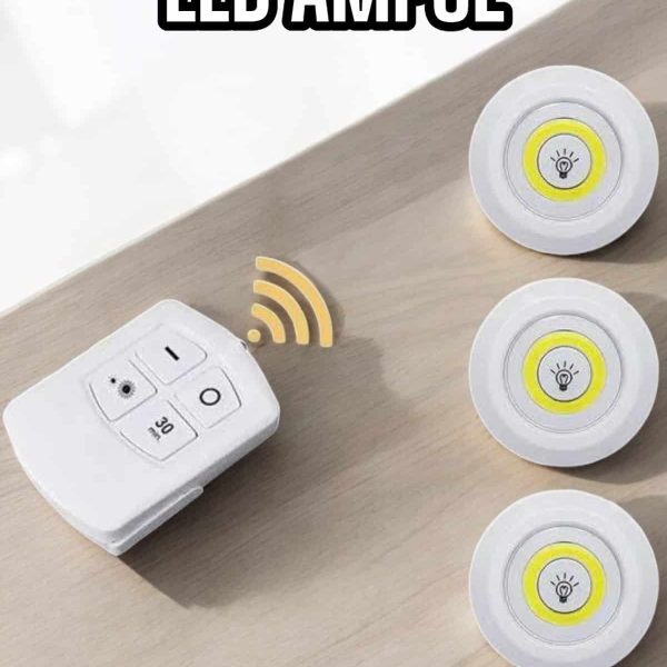 Led Lamba 3&apos;lü Uzaktan Kumandalı Yapışkanlı Beyaz Işık