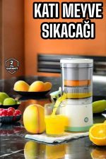 Meyve Sıkacağı USB Şarjlı Taşınabilir Çift Bıçaklı Güvenlik Kilidi