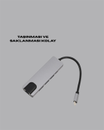 Type‑C Dönüştürücü – 2×USB3.0, SD/MS, 4K HDMI & RJ45 ile Profesyonel Kullanım - Görsel 2