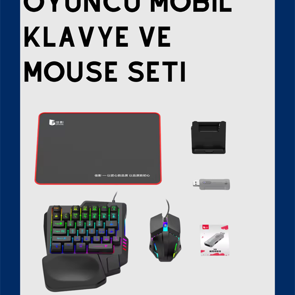 Android ve iOS Uyumlu Klavye Mouse Oyun Seti – Gecikmesiz Bağlantı, Tak-Çalıştır Özellikli