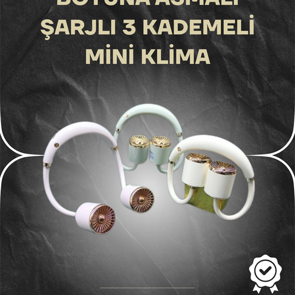 Asılabilir Mini Boyun Fanı | 1000mAh Şarjlı, Turbo Güçlü Rüzgar