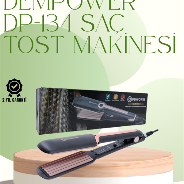 DEMPOWER DP-134 Saç Tost Makinesi 220°C Isı Ayarlı, 360° Dönebilen Kablo