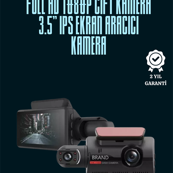 Gece Görüşlü 1080P Çift Lens Dashcam – Park Modu ve Gelişmiş Hareket Sensörü
