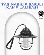 Geometrik Tasarımlı Vintage Kamp Lambası – Type-C Şarj, Ayarlanabilir Parlaklık